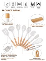 Ensemble de 10 spatules en silicone de qualité alimentaire 100% résistantes à la chaleur, lavables au lave-vaisselle, durables, ustensiles de cuisine en bois