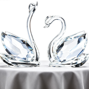 Venta al por Mayor de Adornos de Cisnes de Cristal Transparente, Pequeños Animales de Cristal, Cisnes Dobles, Regalos para Fiestas y Eventos, Personalizados - Product Image 1