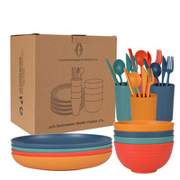 Ensembles de vaisselle en paille de blé Couverts en paille de blé Assiettes Tasses et bols Ensembles pour 6 personnes
