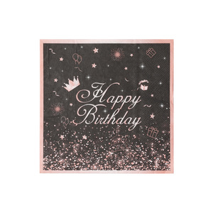 Pink Birthday Themed Square Paper Napkins 330mm Gold Foil Stamp Double Layer For Party Celebration - Product Image 5