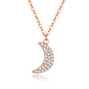 Colliers en argent Sterling 925, <span class=keywords><strong>prix</strong></span> de gros, zircon cubique 3A, belle lune, pendentif en <span class=keywords><strong>or</strong></span> Rose - Product Image 1