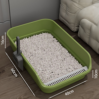 Bac à litière rectangulaire LoopTime Extea PP pour chat, côtés hauts, entrée basse, facile à nettoyer, anti-éclaboussures, grande capacité, utilisation en intérieur