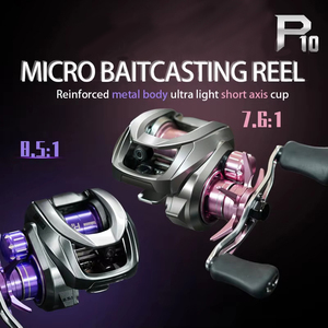 Moulinet de pêche Micro Baitcasting en alliage d'aluminium, rapport de transmission 7.6:1 8.5:1, frein 4kg, 11 roulements pour lac, rivière, ruisseau - Product Image 1