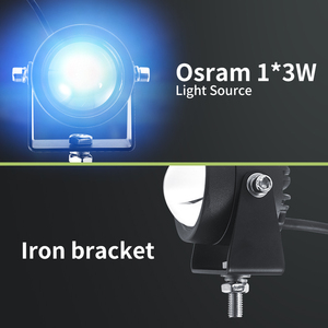 Projecteurs de travail carrés pour véhicules et piétons, lampe à faisceau bleu de sécurité pour marche arrière, avec points lumineux - Product Image 3