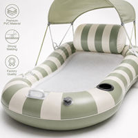 Bouée de piscine gonflable pour adulte avec auvent en tissu PVC, dossier central en maille, personnalisable pour marque