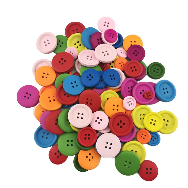 (100 Pcs/pack) 4 Holes Mixed Size Wood Buttons For Craft Round Sewing Scrapbook Handwork DIY Home Decoration Wholesale