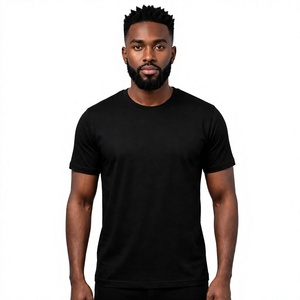 Men Polyester/Cotton Jersey T-Shirt O-Neck Short Sleeve 180g Eco-Friendly Blank Tee Breathable Quick Dry Casual Wear Front Logo - Product Image 1
