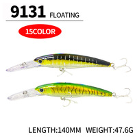 Umpan Pancing 140mm/476g Long Lip Hard Bait untuk Memancing di Laut Air Asin, Umpan Buatan Minnow Mengambang Lemparan Jauh Mirip Asli A9131