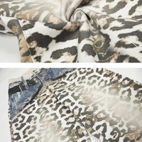 Pantalon en jean patchwork léopard de haute qualité, imprimé dégradé, taille haute, ceinture, jean rétro à imprimé léopard