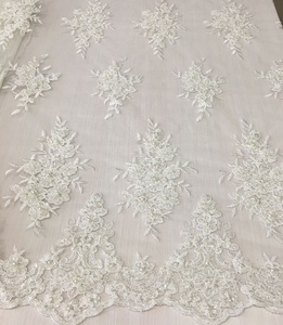 Tissu en dentelle perlée de haute qualité pour mariée, tissé 100% polyester, tissu lourd, broderie de cordon, <span class=keywords><strong>tulle</strong></span> pour sacs et chaussures de mariage - Product Image 3