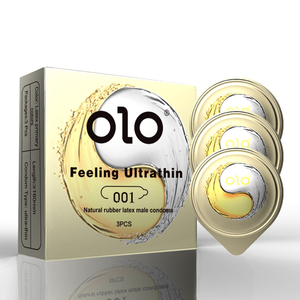 Wholesale OLO 001 <strong>Long</strong> <strong>Lasting</strong> Natural Latex Safety Sex <strong>Condom</strong> 3pcs Pack Heat-promoting Orgasm Female - Product Image 1