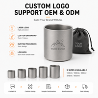 Mug en titane à double paroi, mug à café en titane, mug isotherme en titane pur pour le camping, les voyages, le café et le thé en plein air, avec poignée