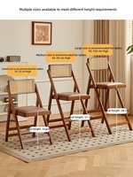 Chaise de salle à manger pliante en bambou naturel, dossier en rotin, coussin en cuir PU, plusieurs tailles, chaise en bambou portable pour la maison, la cuisine, le café