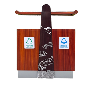 Thiết Kế Sáng Tạo Mạ Kẽm Kim Loại Đường Phố Rác Tái Chế Thùng Trung Quốc Phong Cách Gỗ Hạt Cho Ngoài Trời Chất Thải Thùng - Product Image 1