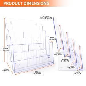 Porte-brochure acrylique 8.5X11 pouces 4 niveaux clair Brochure <span class=keywords><strong>présentoir</strong></span> porte-brochure avec diviseur pour Flyer Magazine - Product Image 2