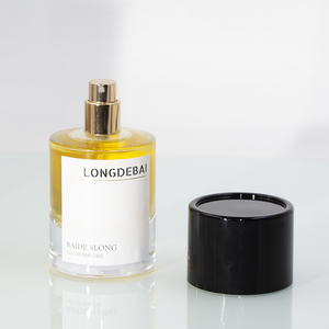 Botella de Perfume de Vidrio Transparente Cilíndrica de Lujo con Diseño Personalizado, 30ml 50ml 100ml, Botella de Perfume Redonda Vacía con Tapa Negra - Product Image 3
