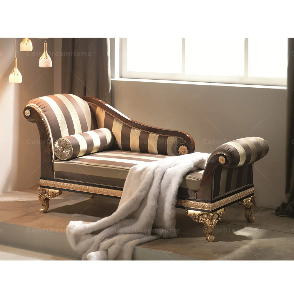 Antico classico a righe tessuto chaise lounge divano