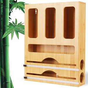 Hot Sales Kitchen Drawer Cutter 6 in 1 Bamboo Food Plastic Ziplock Bag Storage Organizer with Foil