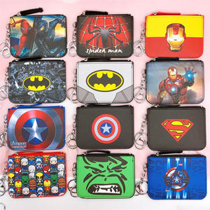 Cool dibujos animados Marvel Spider Man <span class=keywords><strong>Hulk</strong></span> Capitán Bat Man América tarjetero cremallera cartera PU cuero tarjeta cubierta llavero colgante - Product Image 2
