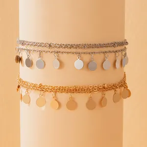 קסמי זהב ציצית בלינג Anklets נשים סגסוגת מתכת מתכוונן קיץ חוף נירוסטה צמיד תכשיטי רגל