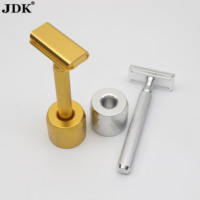 Ensemble de rasoirs de sécurité à double tranchant en alliage d'aluminium usiné CNC avec support à motif diamant, kit de rasage humide pour hommes en 4 couleurs