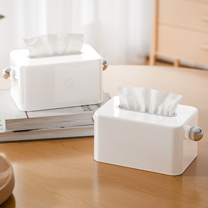 Tissue Box Desktop Multifunctional White Ceramic With Handles For Living Room Coffee Table Napkin Storage - Product Image 1