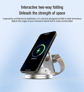 Du Lịch Có Thể Gập Lại 3-trong-1 Từ Sạc Không Dây 15W Không Dây Từ Sạc Bầu Không Khí Đèn Cho Bộ Sạc Nhà - Product Image 2