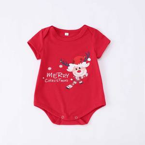 ग्रीष्मकालीन कपास क्रिसमस परिवार मिलान घर सेट मुद्रित पजामा की छोटी आस्तीन राउंड गर्दन के कैजुअल होमवियर माता-पिता बच्चे xmas आउट। - Product Image 5