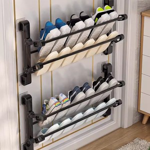 Wall Mounted Over Door <b>Shoe</b> <b>Rack</b> 30 50 65 Cm Foldable <b>Storage</b> For Sneakers Boots Living Room Bedroom Bathroom - Product Image 1