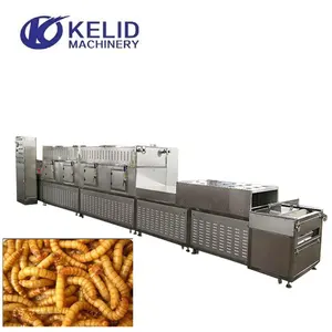 High Automatic Tunnel Belt Type Dehydrator Microwave Mealworm Puffed Superworm Dehydrator