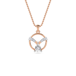 Pendentif en or massif 14 carats avec diamant de laboratoire pour femmes, style vintage, finition brillante, design avant-gardiste, Inde - Product Image 6