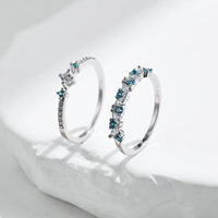 Bague en argent sterling 925, alliance éternelle exquise, couleur Paraiba, CZ vert menthe, bagues empilables pour femmes, bijoux fins