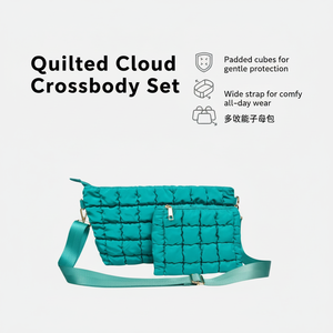 Sac bandoulière matelassé en nylon coloré Royal Fair, motif tuiles de Mahjong, avec sangle amovible, idéal pour les festivals - Product Image 2
