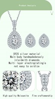 Ensemble de bijoux en diamant Moissanite 1Ct plaqué or blanc 925 ensemble de bijoux collier et boucles d'oreilles en forme de larme pour femmes en argent Sterling