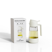 Bouteille distributrice d'huile et de vinaigre en verre pour barbecue de cuisine, 475 ml, 2 en 1, avec manchon en silicone et boîte