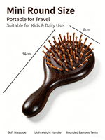 Brosse démêlante portable en bois de santal naturel avec coussin d'air, peigne de massage format poche, antistatique, pour le soin du cuir chevelu, usage domestique