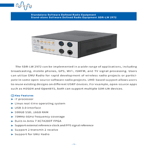 Luowave SDR-LW 2972 Haute Performance 2 Canaux TX/RX SDR AD9361 RF 70MHz-44GHz USB 3.0 Artix7 200T FPGA Bande passante 56MHz - Product Image 4