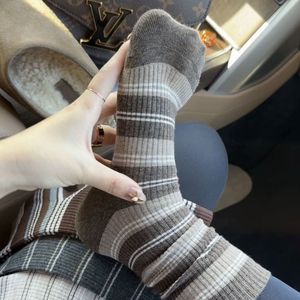 Women's Mid-Calf Slouch <b>Socks</b> Color-Blocked Stripes And Checks Polyester Sweat-Absorbent Regular Casual <b>Socks</b> - Product Image 3