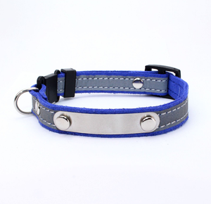 <span class=keywords><strong>Collar</strong></span> de gato de poliéster suave con patrón sólido Etiqueta de nombre de acero inoxidable y campana de anillo - Product Image 4