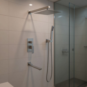 Juego de ducha para baño, mezclador de lluvia cuadrado de 10 pulgadas, cromado, montado en la pared, accesorios de baño - Product Image 2