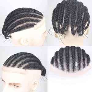 LONGFOR Toupet Herenpruik Indiaas Remy Haar Systeem Gevlochten 130% Dichtheid Recht Textuur Zwart Heren Hot Supplier - Product Image 2