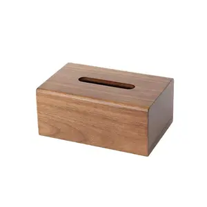 Cheap Solid walnut wood box Bottom magnet wooden lid Organizer Wooden Tissue Box for kitchen living room