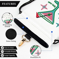 Sac de golf en cuir avec cordon de serrage, broderie multi-éléments, imperméable, couleur et taille personnalisables, sac de taille portable pour balles de golf