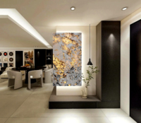 Dalle de pierre translucide de luxe Pandora pour mur intérieur ou plan de travail pour la décoration de salon ou d'espace commercial