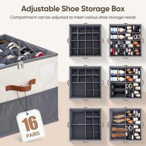 Shoe Organizer for Wardrobe Shoe Storage Containers Linen Multifunction Adjustable Dividers <b>Saving</b> Shoe <b>Box</b> Organizers Bins - Product Image 6