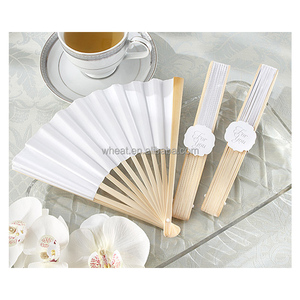 Éventail en papier personnalisé avec logo, fabriqué en Chine, plusieurs couleurs, étiquette personnalisée, éventail en papier manuel pour mariage, fête, cadeau - Product Image 1