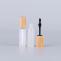 Vente flash : Brosse à mascara en nylon 5 ml, tube en verre avec capuchon en bambou, maquillage de luxe, tube à mascara en verre transparent avec couvercle en bambou