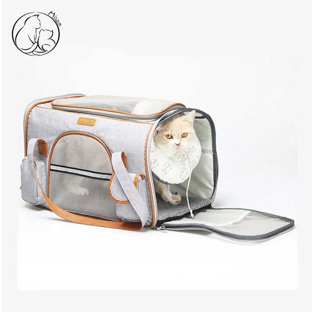Misam toptan örgü katlanabilir seyahat Pet taşıma çantası büyük Tote kedi çantası taşıyıcı taşıma