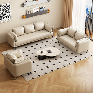 โซฟาหนังทันสมัย 2 ที่นั่ง เฟอร์นิเจอร์ห้องนั่งเล่นหุ้มเบาะ สำหรับอพาร์ทเมนต์ขนาดเล็กหรือพื้นที่เช่า - Product Image 2