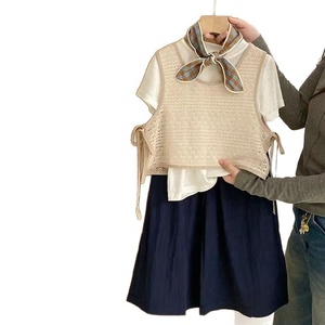Ensemble de vêtements <span class=keywords><strong>pour</strong></span> filles, 3 pièces, coupe ample, mélange de coton, gilet en tricot, t-shirt, jupe, tenue <span class=keywords><strong>pour</strong></span> les activités quotidiennes - Product Image 5